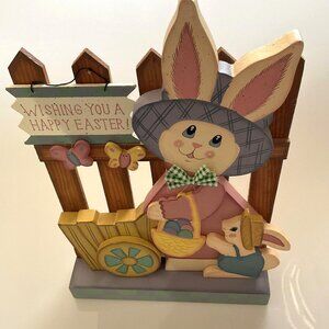 VINTAGE EASTER STANDING DÉCOR “WISHING YOU A HAPPY EASTER" WOOD
